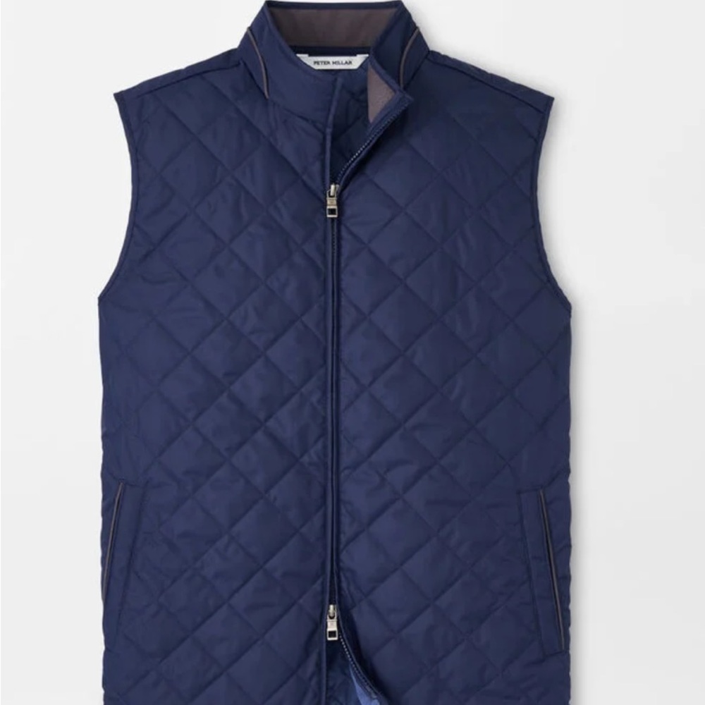 Peter Millar Quilted Navy Essex Vest EUC retails for $245 Sz XL